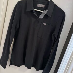 Figs Women’s Black Long-Sleeve Polo Shirt Medium